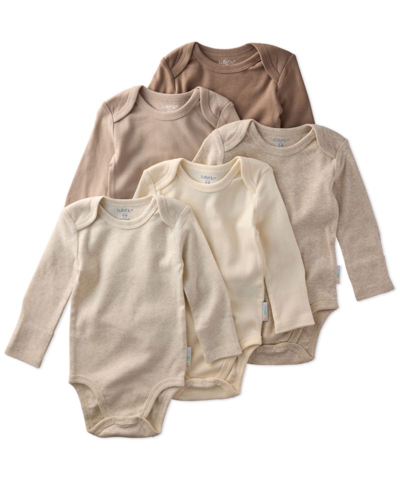 Baby Boys' and Girls' Cotton Long-Sleeve Bodysuits, 5-Pack