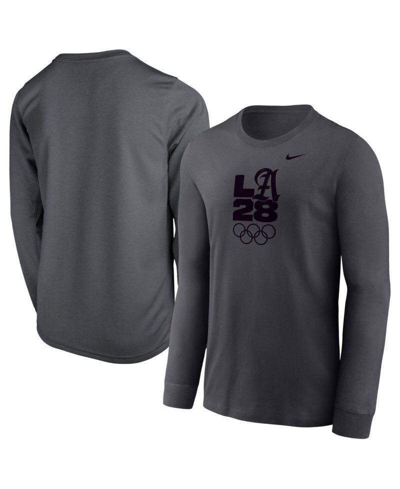 Big Boys and Girls Anthracite LA28 Summer Olympics Legend Performance Long Sleeve T-Shirt