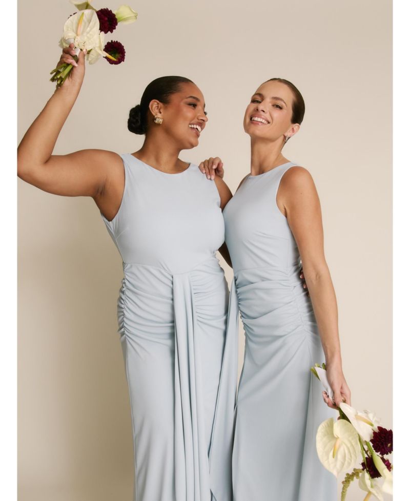 Women's Drape Gathered Sleeveless Stretch