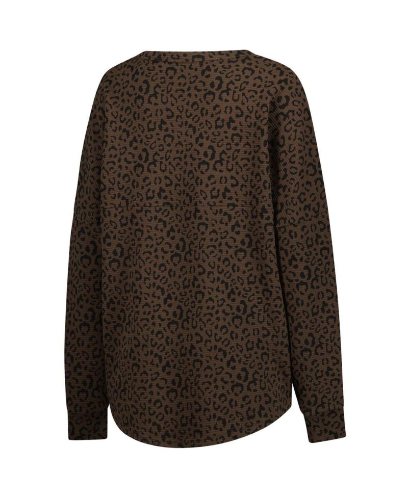 Women's Brown Michigan Wolverines Leopard Oversized Sweatshirt