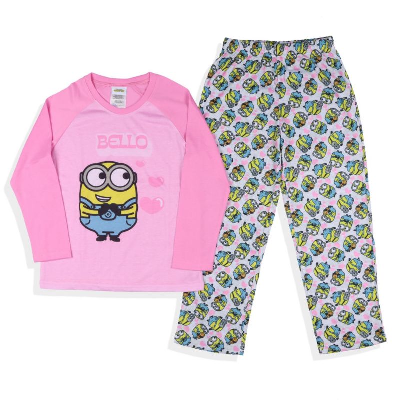 Despicable Me Little and Big Girl's Bello 2-PC Raglan Shirt and Pant Pajama Set