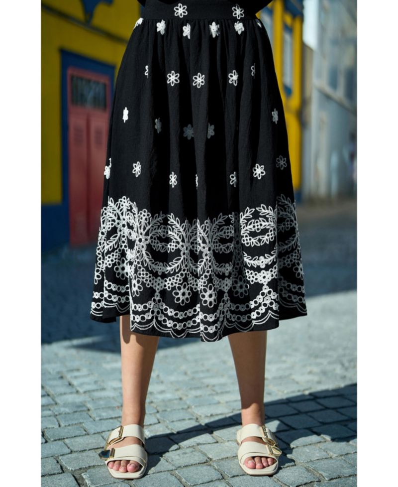 Women's Embroidered Midi Skirt