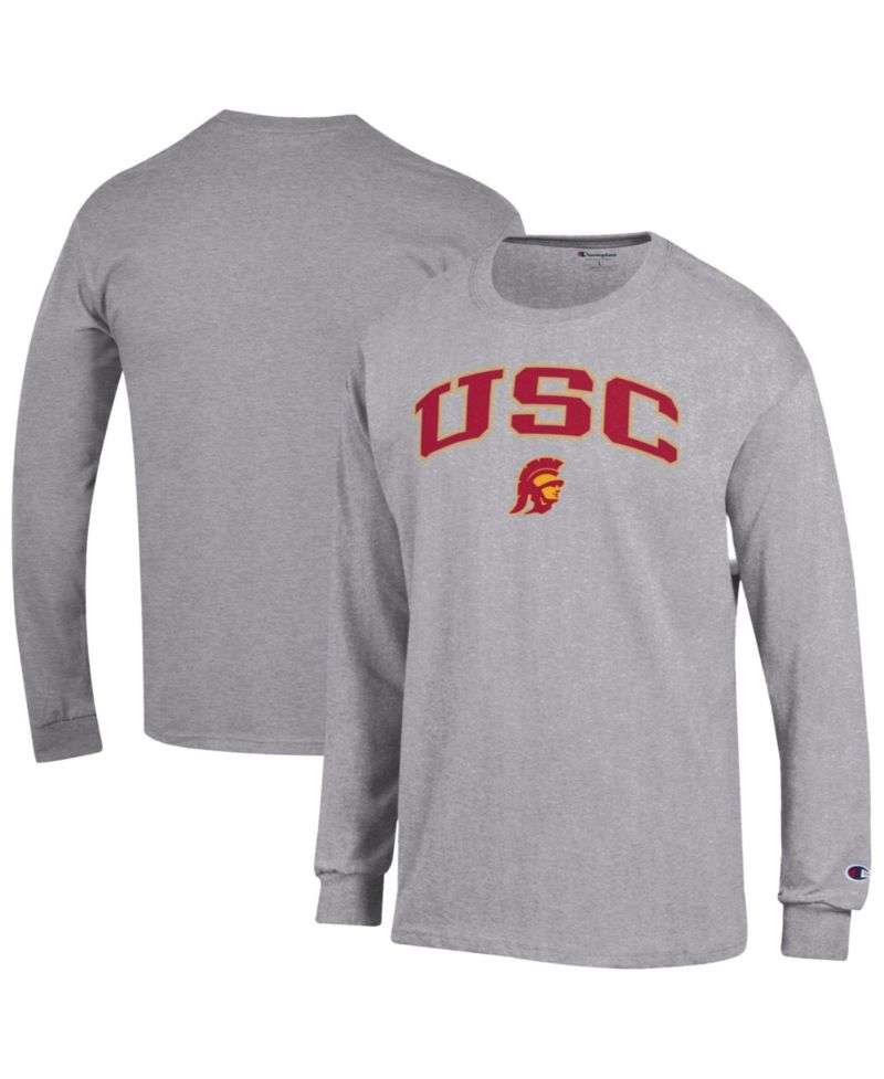 Men's Heather Gray USC Trojans Arch Over Logo Long Sleeve T-Shirt