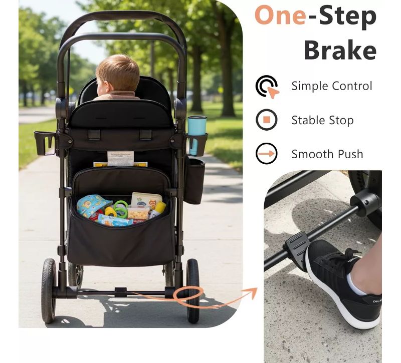 Baby All-Terrain Wagon Stroller for Two with Canopy, Snack Tray and Shock-Absorbing Wheels