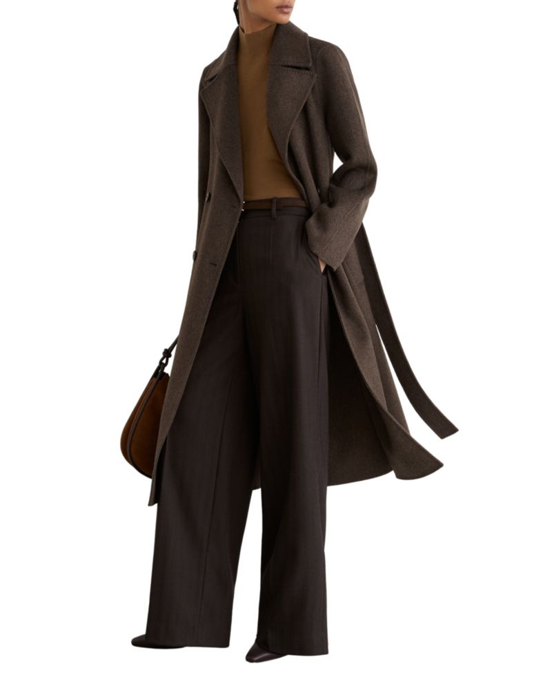 Women's Rene Double-Breasted Long Wool-Blend with Cashmere Coat