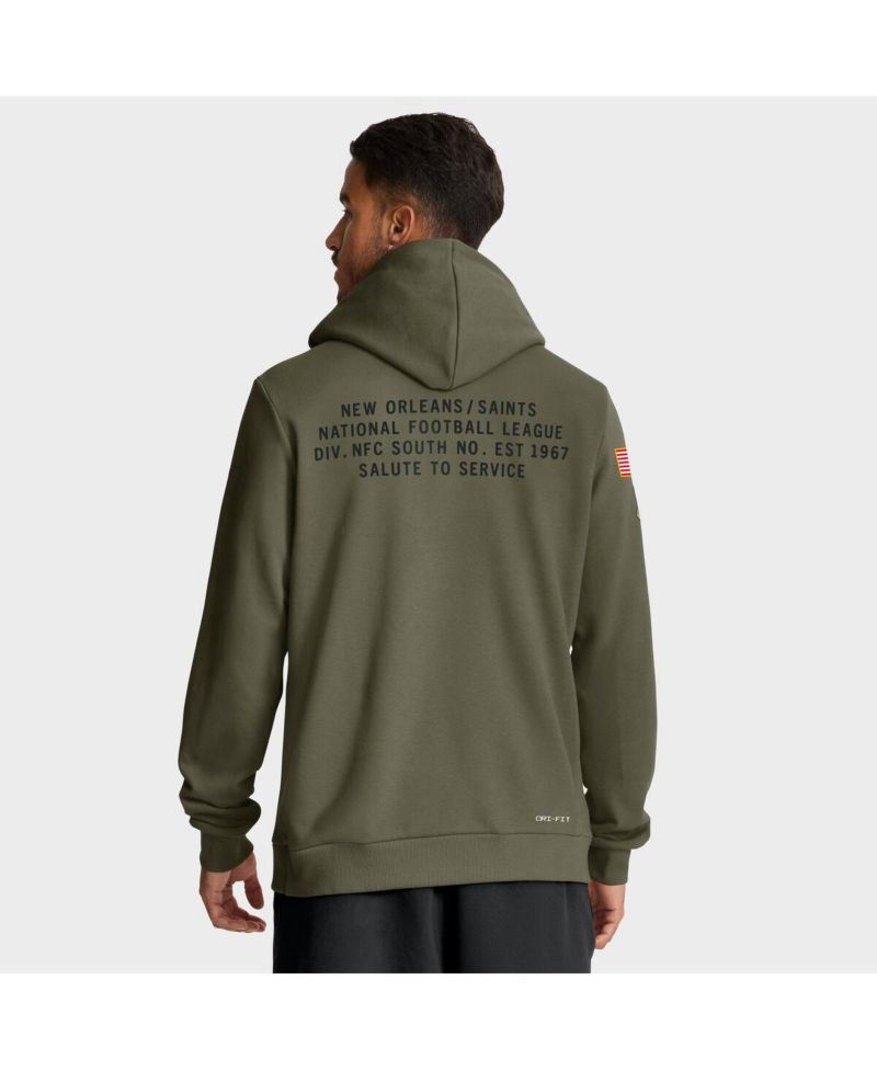 Men's Olive New Orleans Saints 2025 Salute to Service Sideline Standard Issue Dri-FIT Hoodie