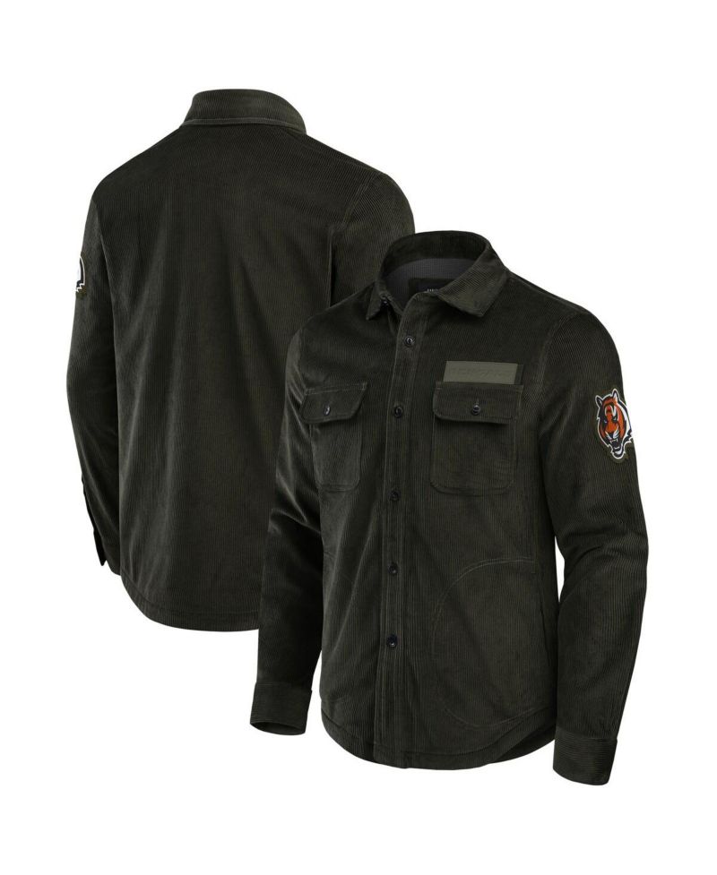 Men's Dark Green Cincinnati Bengals Corduroy Full-Button Shacket