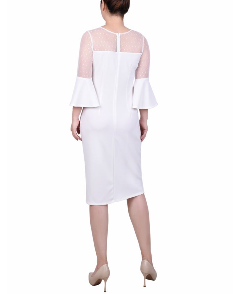 Petite Illusion Neck Scuba Dress