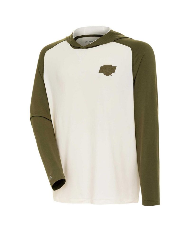 Men's Cream/Olive Los Angeles Kings Intrepid Sand Raglan Long Sleeve Hoodie T-Shirt