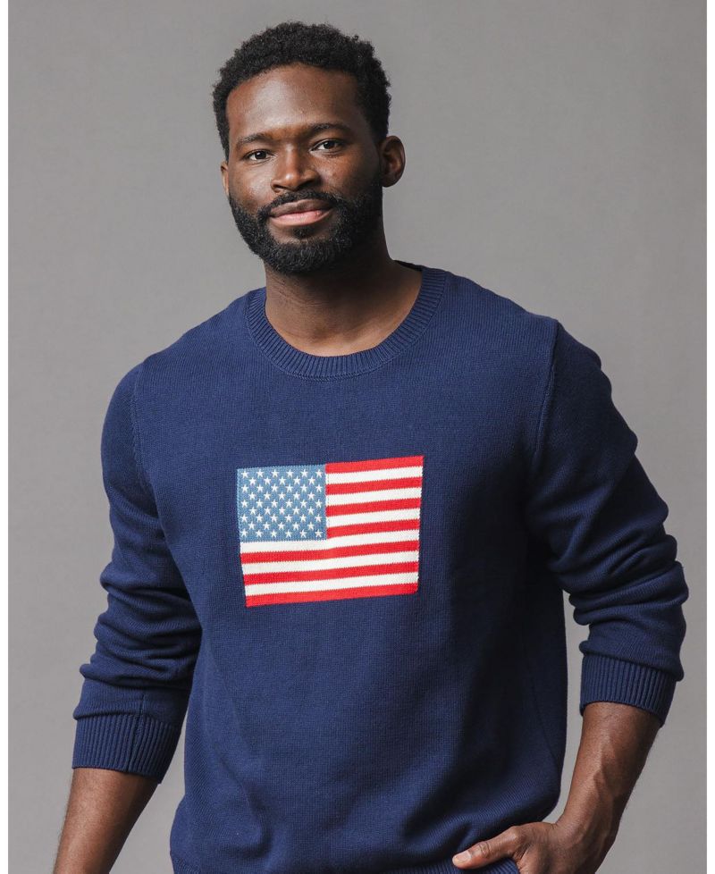 Men's Hope and Henry Organic Crew Neck Flag Sweater