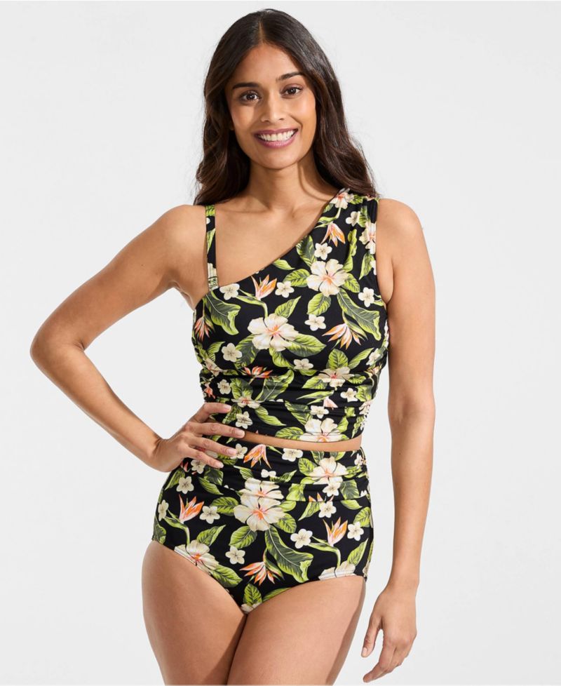 Women's Ruched One Shoulder Midkini Top