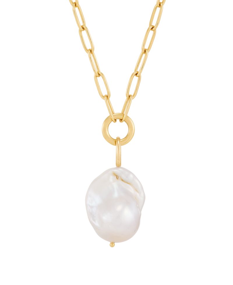 Baroque Cultured Freshwater Pearl (13-14mm) Pendant Necklace in 14k Yellow Gold-Plated Sterling Silver
