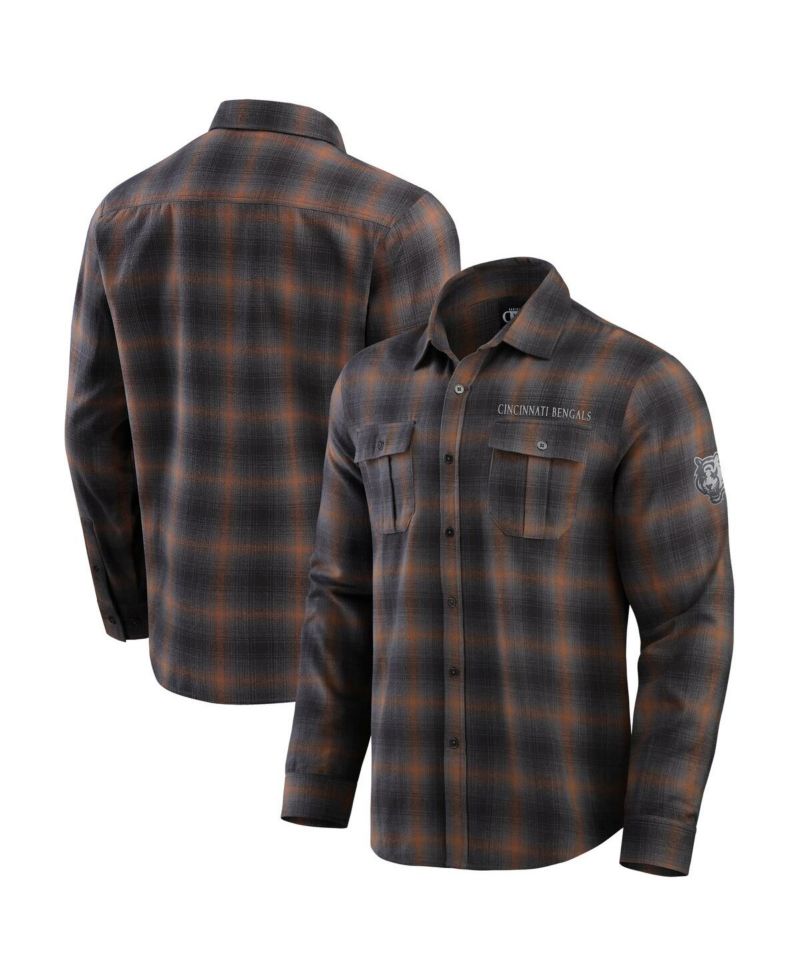 Men's Charcoal Cincinnati Bengals Classic Flannel Long Sleeve Button-Up Shirt