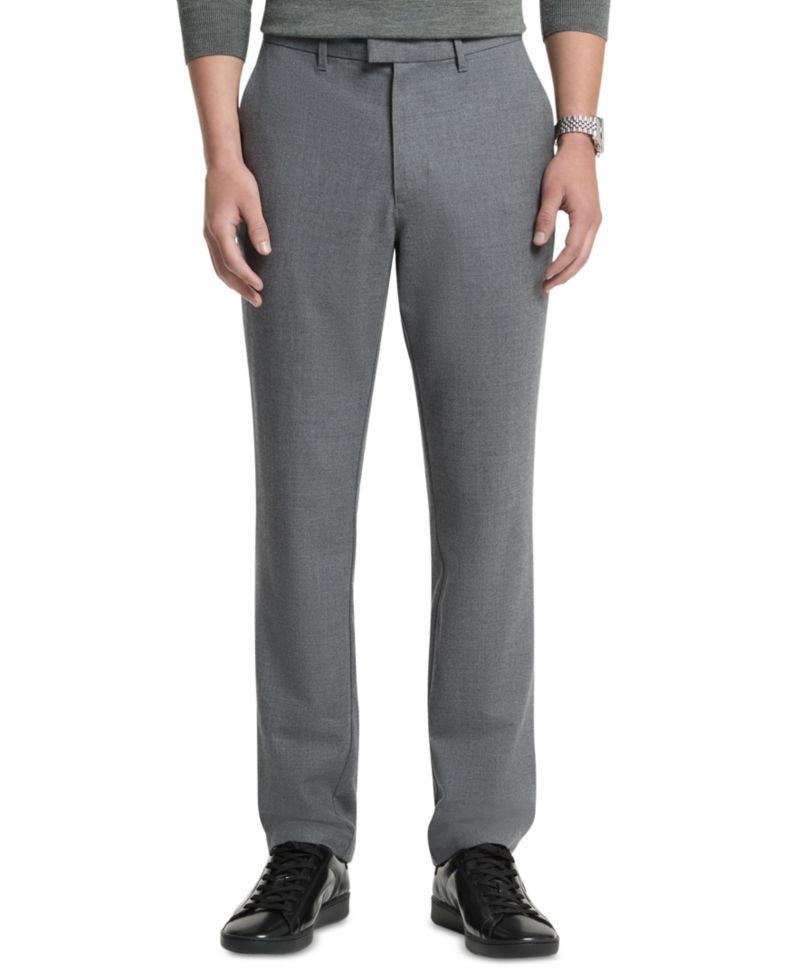 Men's Straight-Fit Wool-Blend Flat-Front Trousers