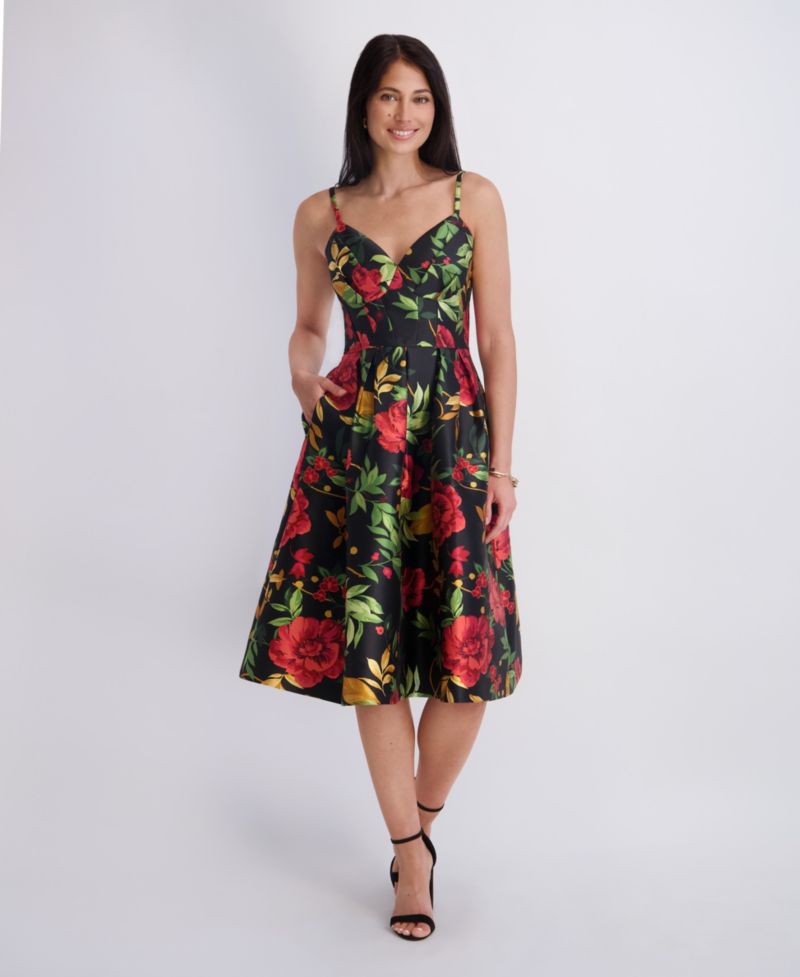 Women's Printed Sweetheart Neck Dress
