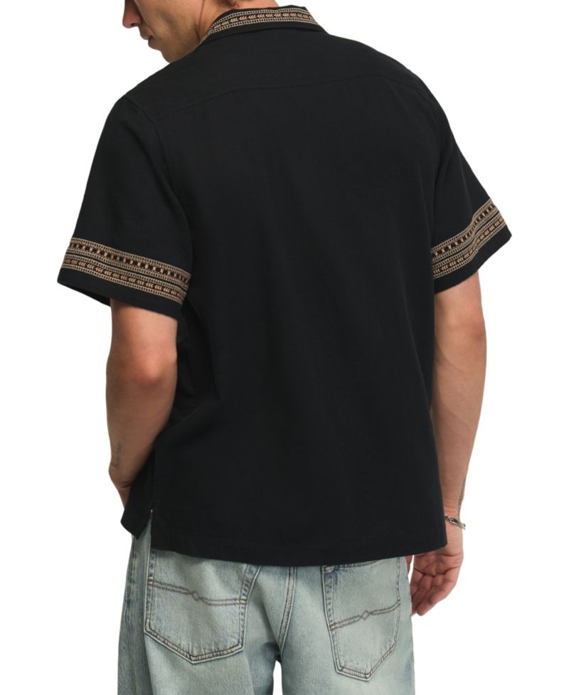 Men's Embroidered Detail Camp Collar Shirt
