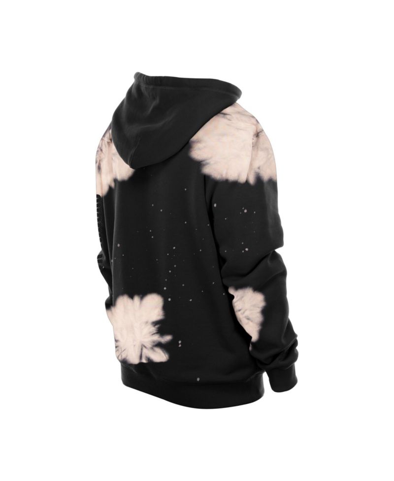 Men's Black New York Knicks Injection Bleached Out Raw Edge Hoodie