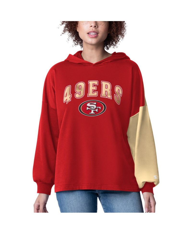 Women's Scarlet San Francisco 49ers Power Move Long Sleeve Pullover Hoodie