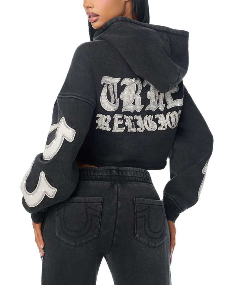Women's Classic Full-Zip Cropped Cotton-Blend Hoodie