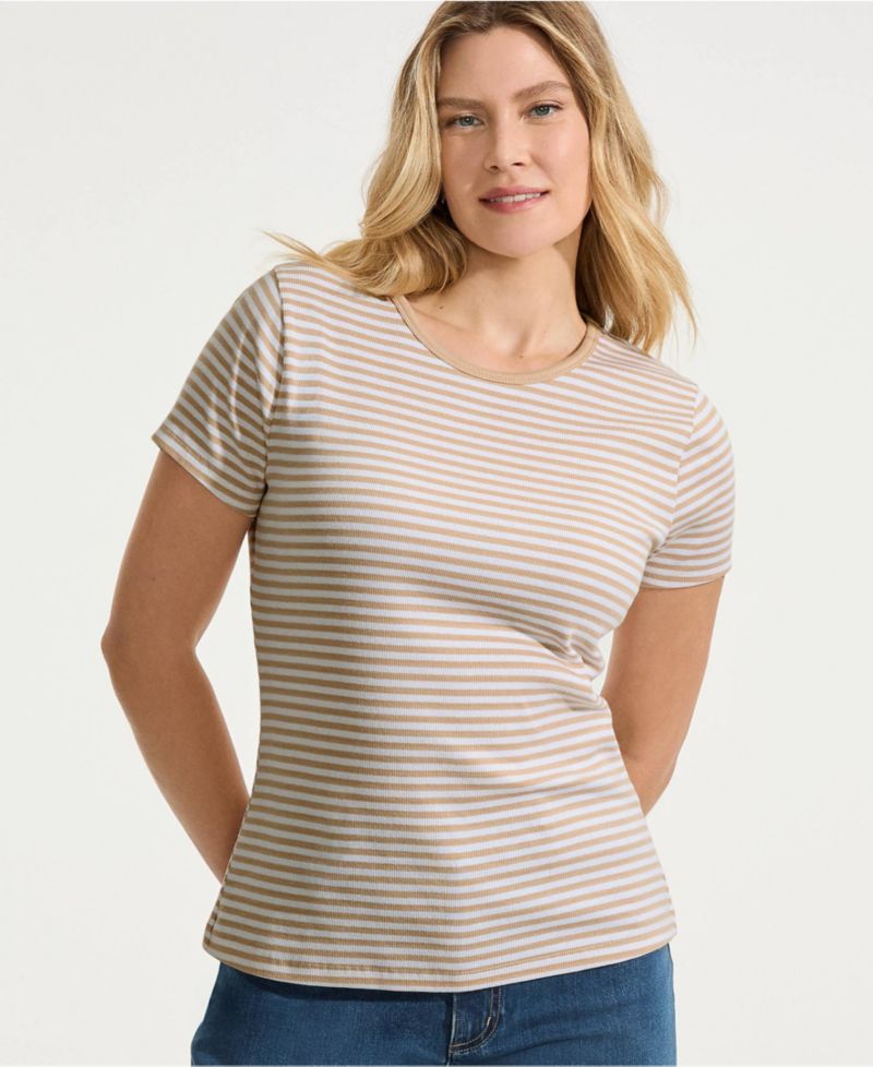 Women's Short Sleeve Crew Neck Micro Rib Mini Tee