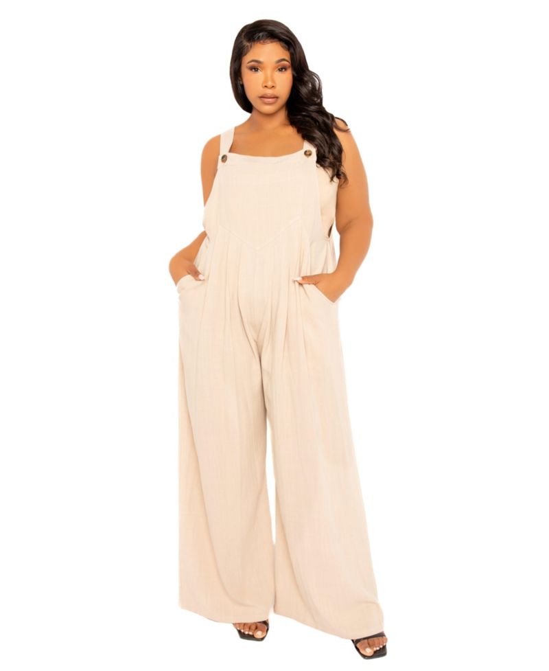 women's Plus Size Wide Leg Linen Jumpsuit