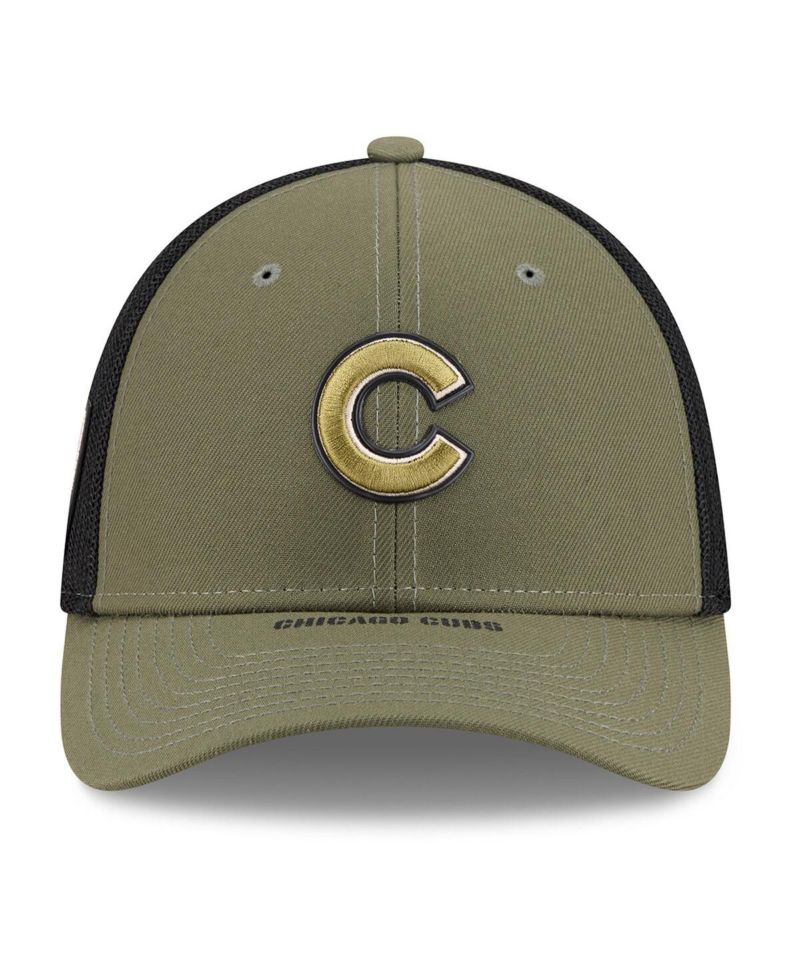 Men's Olive Chicago Cubs 2026 Armed Forces Day 39THIRTY M-Crown Flex Hat