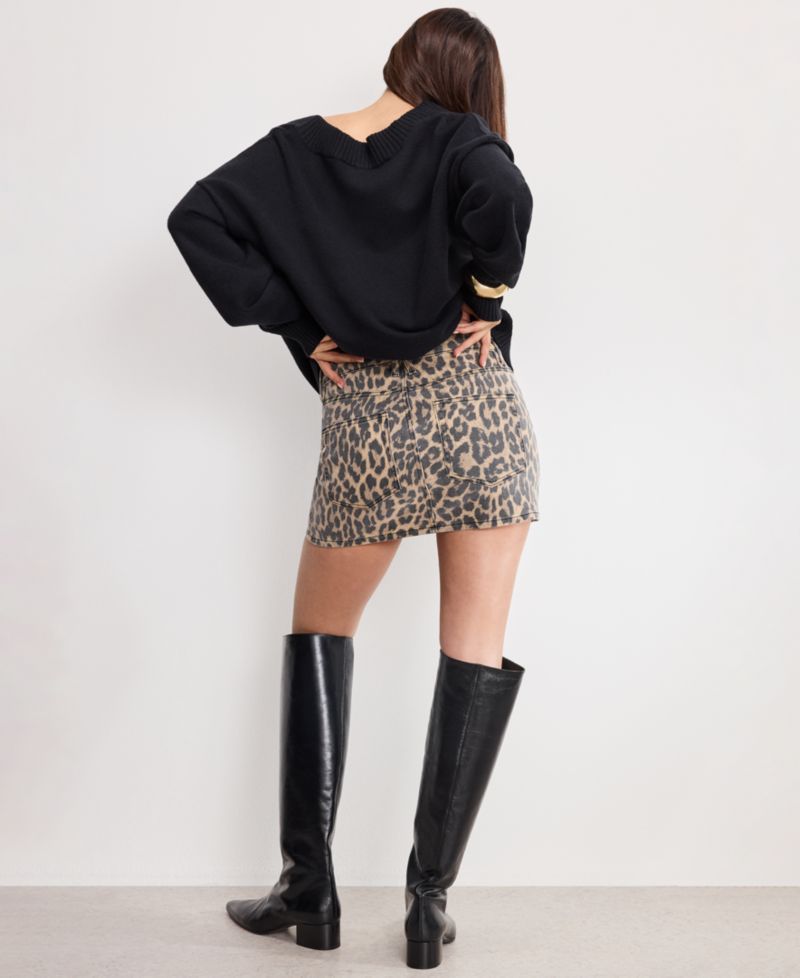 Women's Leopard Pattern Mini Skirt, Regular & Plus Size