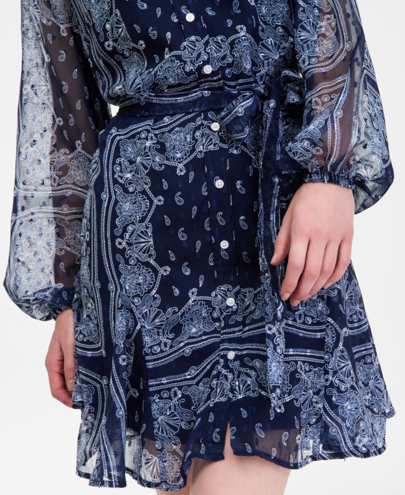 Women's Bandana-Print Tie-belt Shirtdress
