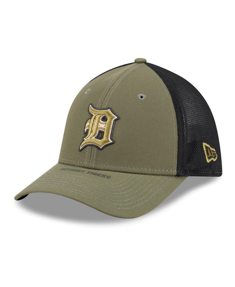 Men's Olive Detroit Tigers 2026 Armed Forces Day 39THIRTY M-Crown Flex Hat