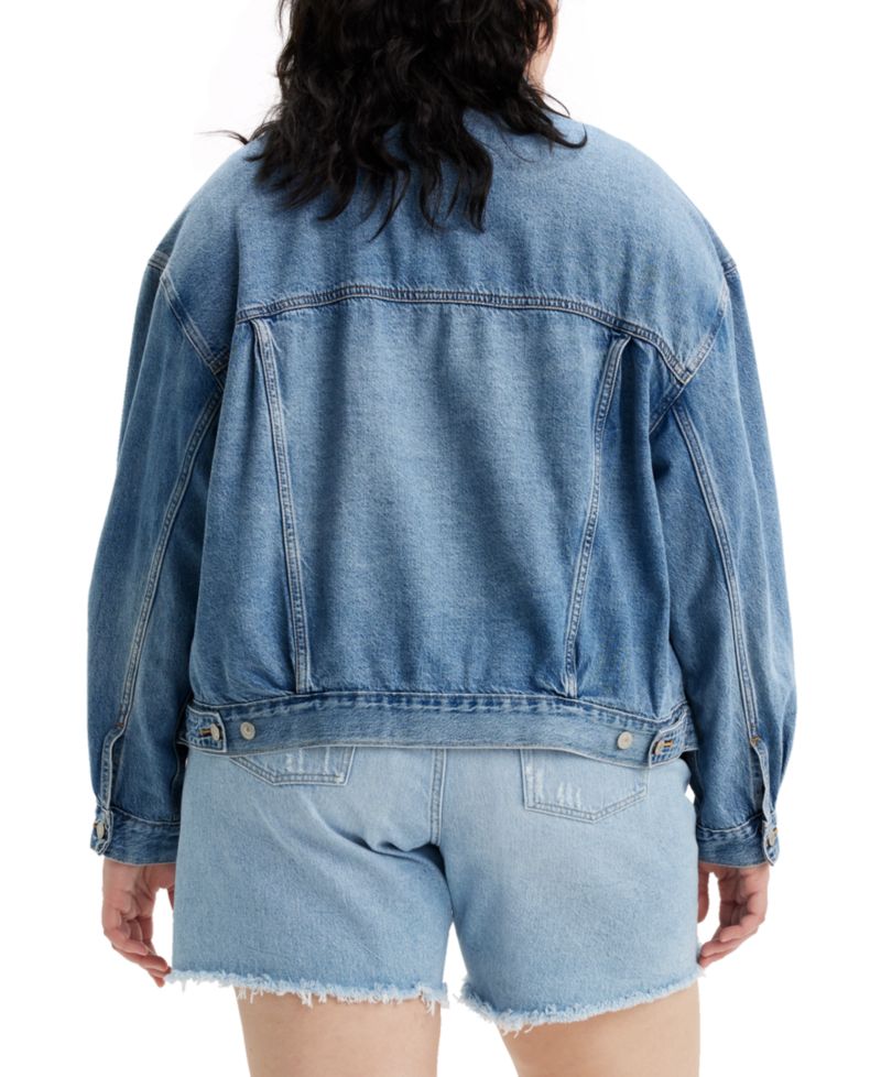 Plus Size '90s Cotton Denim Trucker Jacket