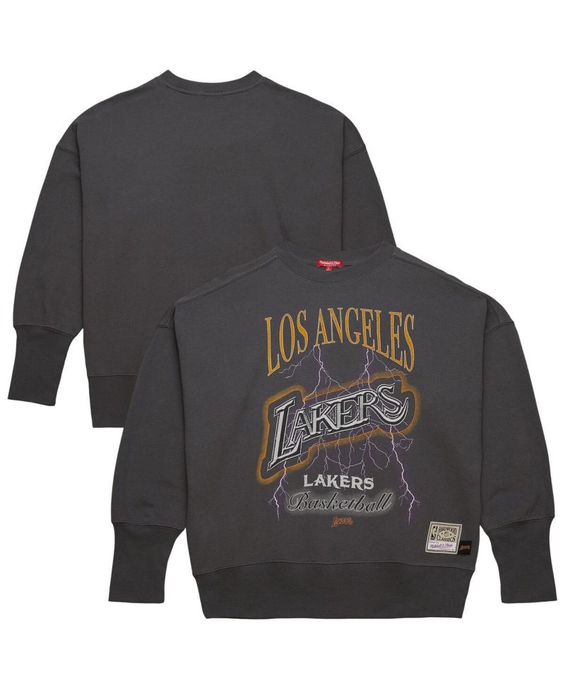 Women's Charcoal Los Angeles Lakers Hardwood Classics Lightweight Pullover Sweatshirt