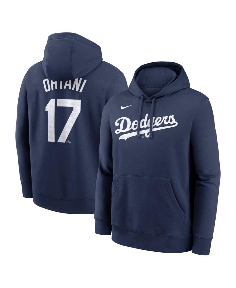 Мужская толстовка Shohei Ohtani Navy Los Angeles Dodgers с именем и номером игрока, флисовый пуловер с капюшоном