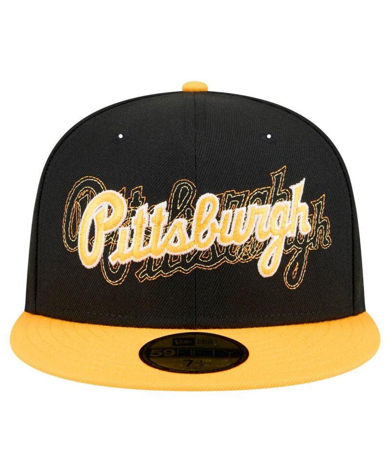 Men's Black Pittsburgh Pirates Shadow Stitch 59FIFTY Fitted Hat