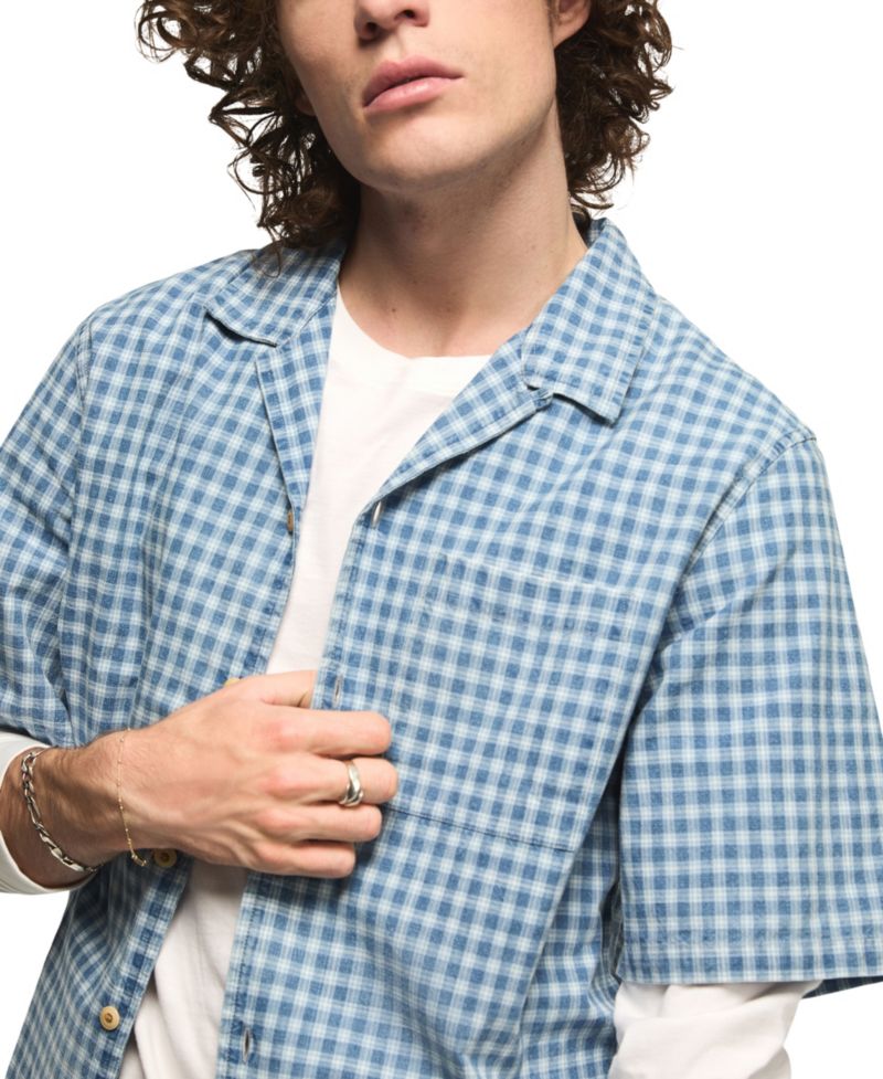 Men’s Boxy Gingham Camp Collar Shirt