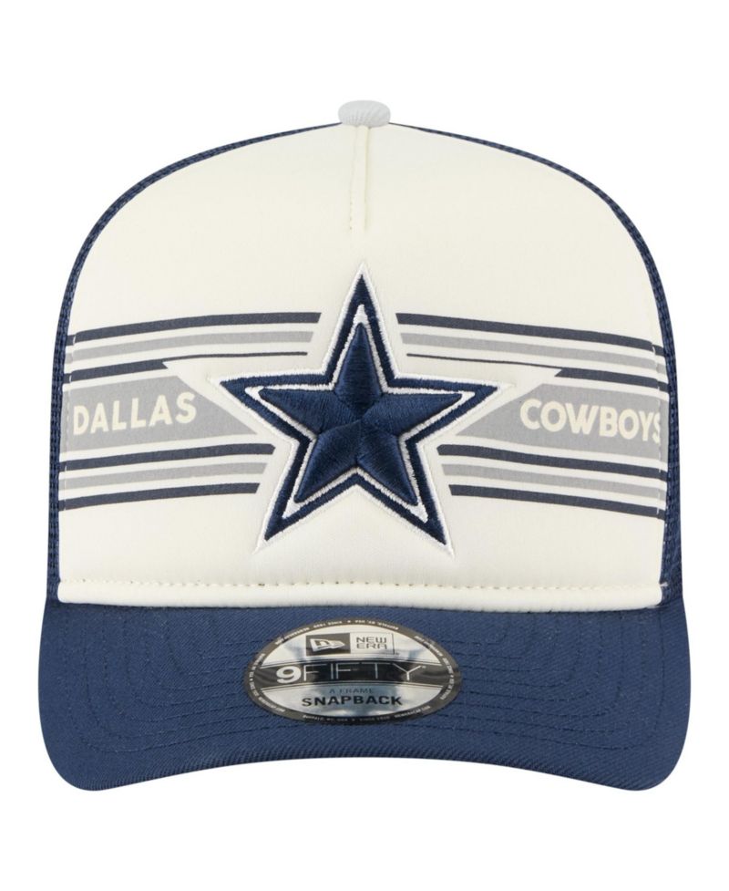 Big Boys and Girls Cream/Navy Dallas Cowboys Banner A-Frame 9FIFTY Trucker Snapback Hat