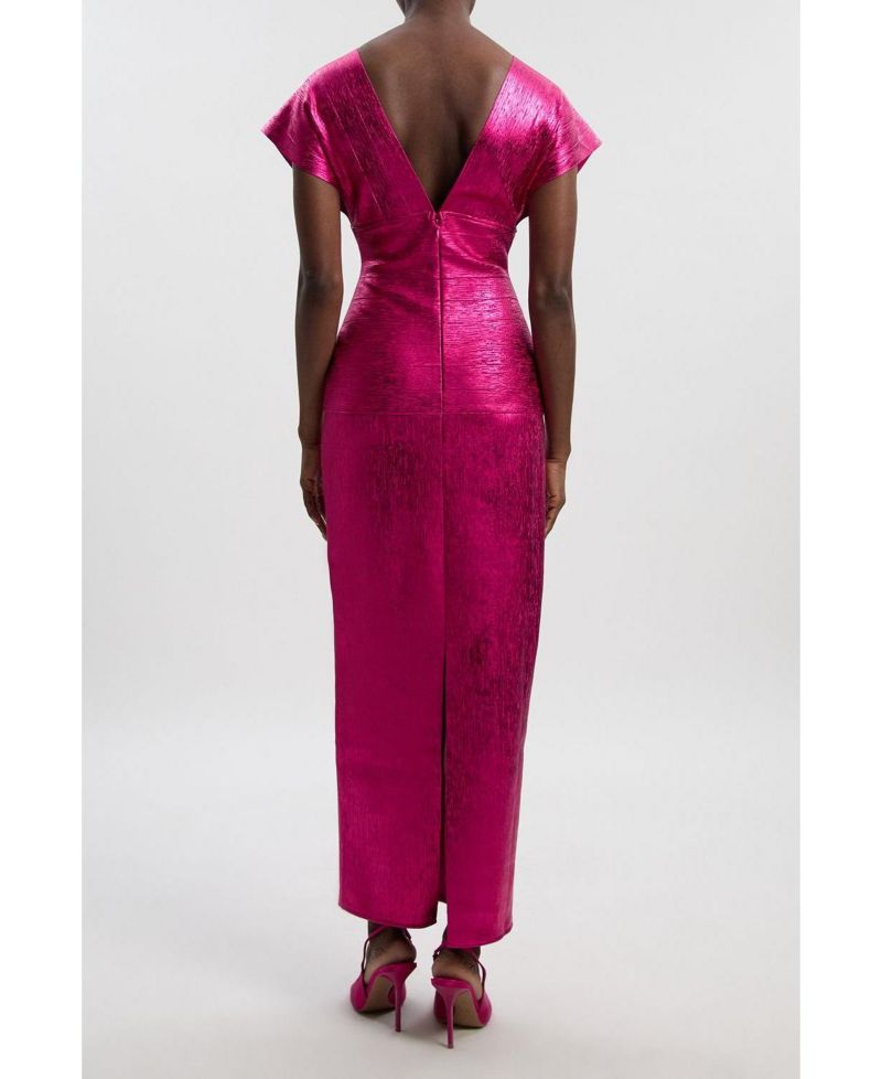 Women's Deep V-Neck Angel Sleeve Maxi Dress