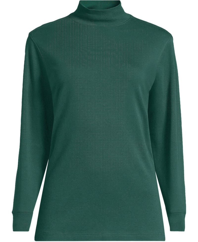 Plus Size Relaxed Cotton Long Sleeve Mock Turtleneck