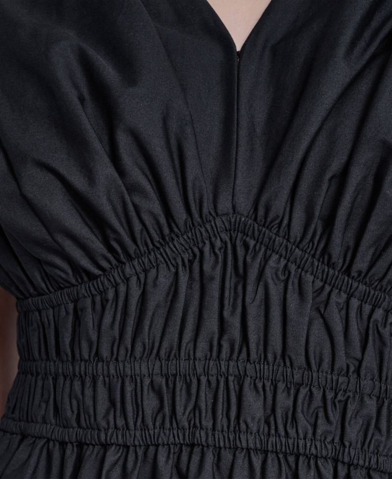 Women's V-Neck Embroidered Hem Midi Dress