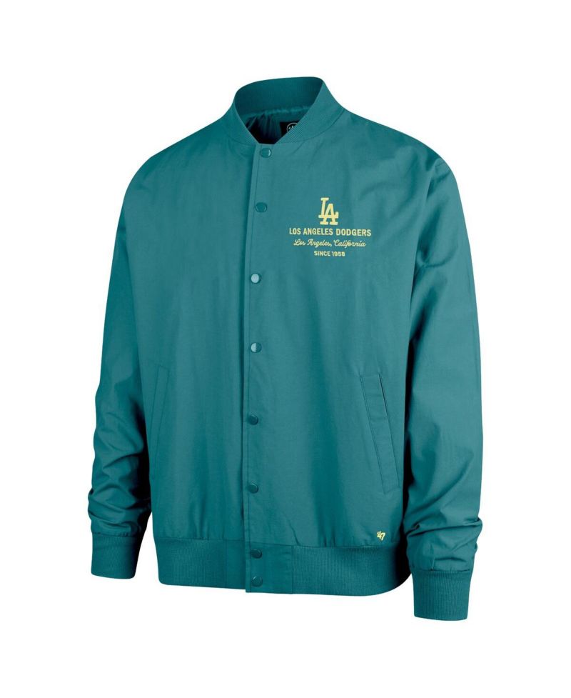 Men's Hunter Green Los Angeles Dodgers Anderson Twill Full-Snap Bomber Jacket