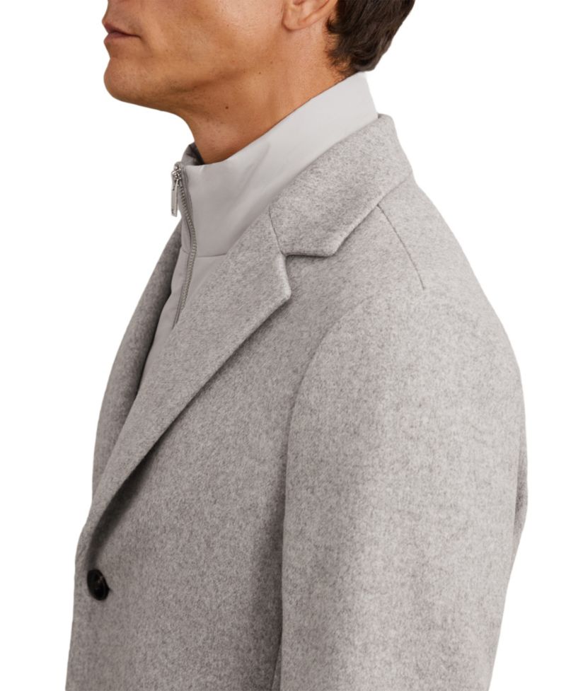 Men's Gable Removable-Padded-Gilet Wool-Blend Single-Breasted Overcoat