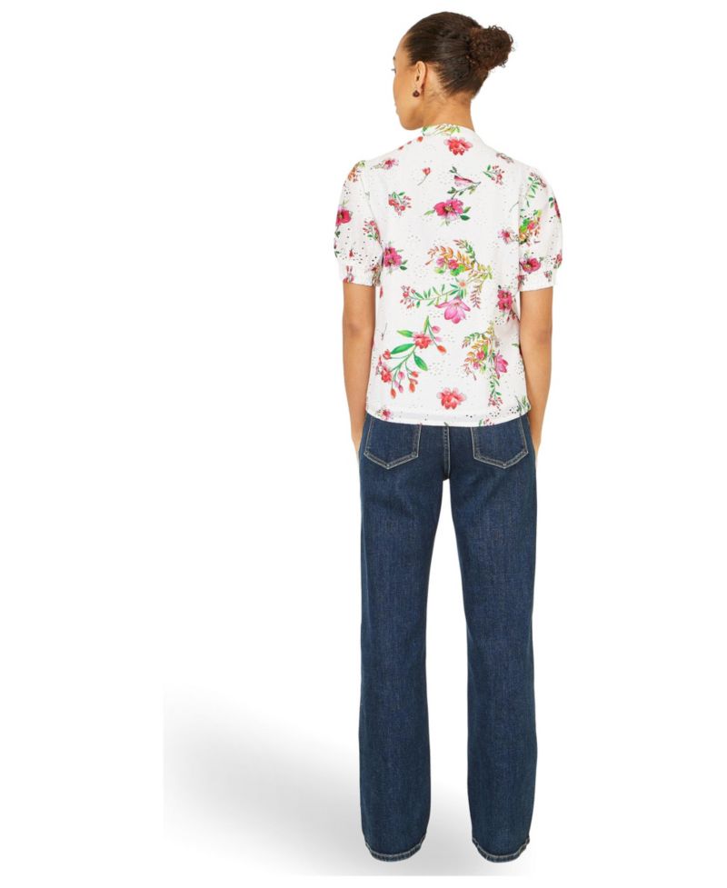 Women's Cotton Broderie Anglaise Floral Shirt