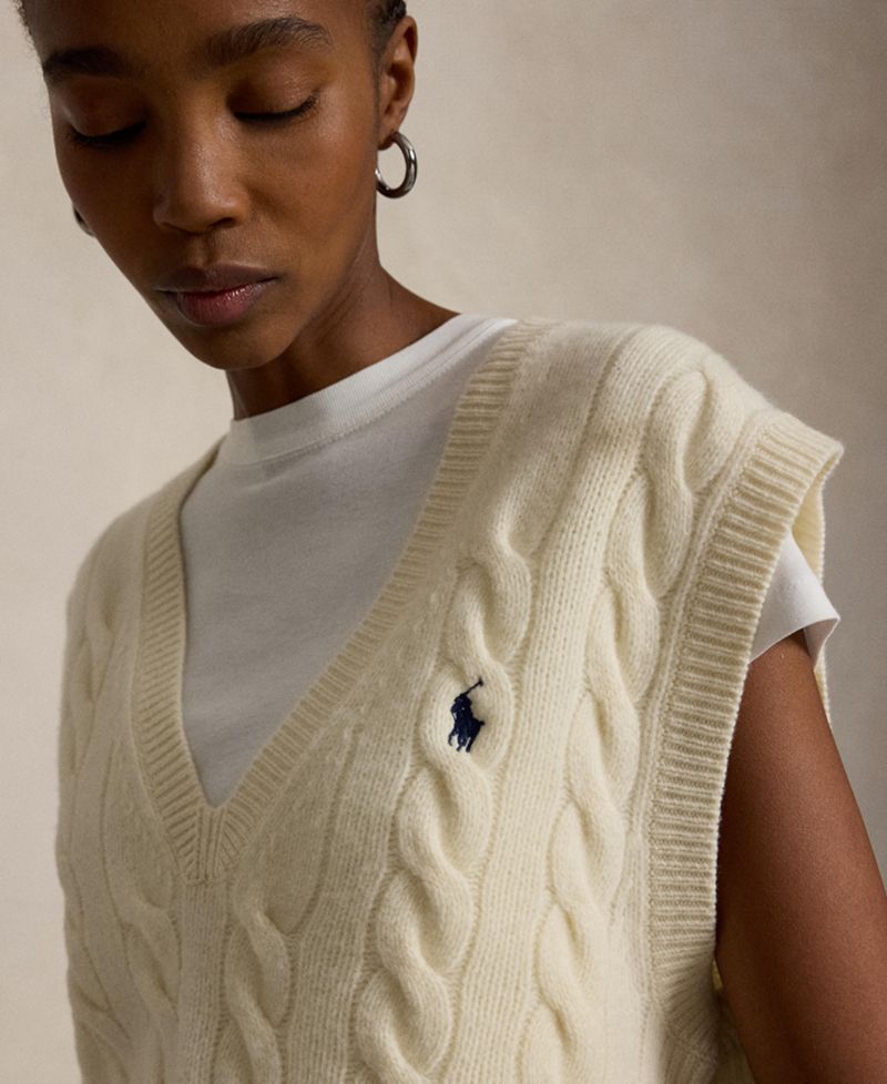 Women's Sleeveless V-Neck Wool-Cashmere Sweater Vest
