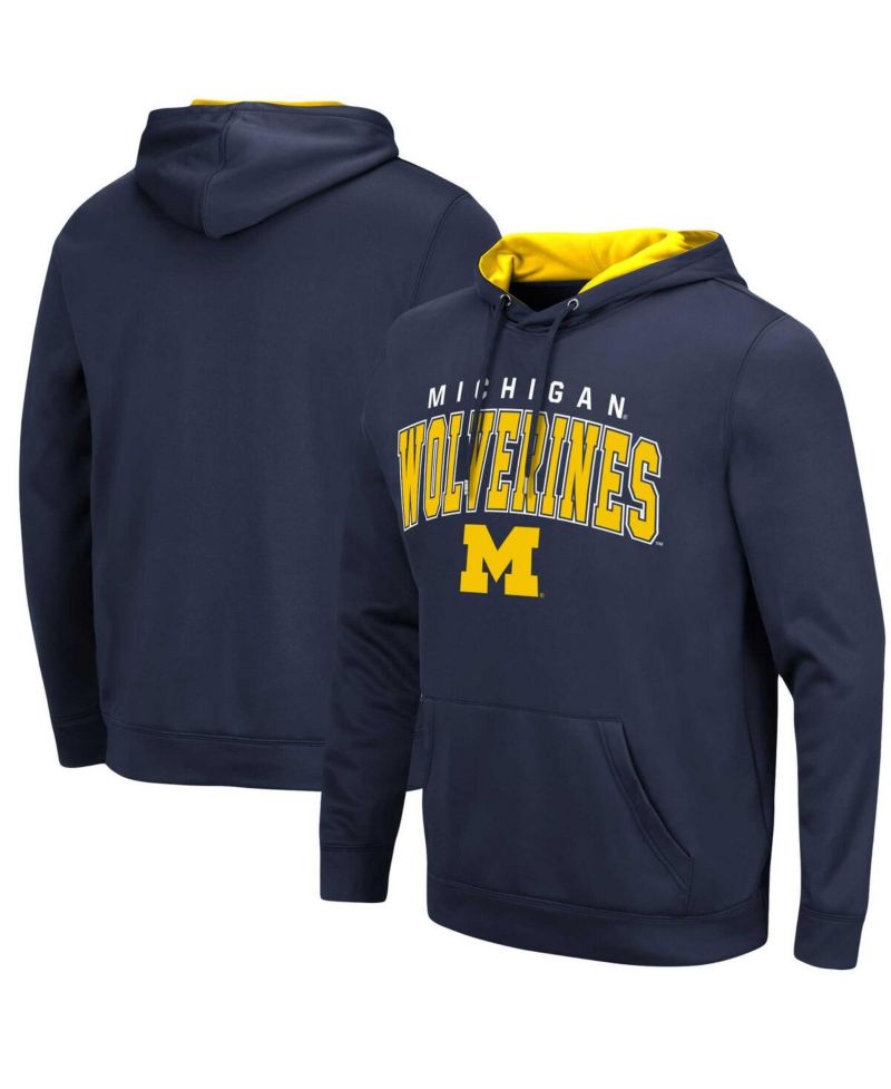 Men's Navy Michigan Wolverines Resistance Pullover Hoodie