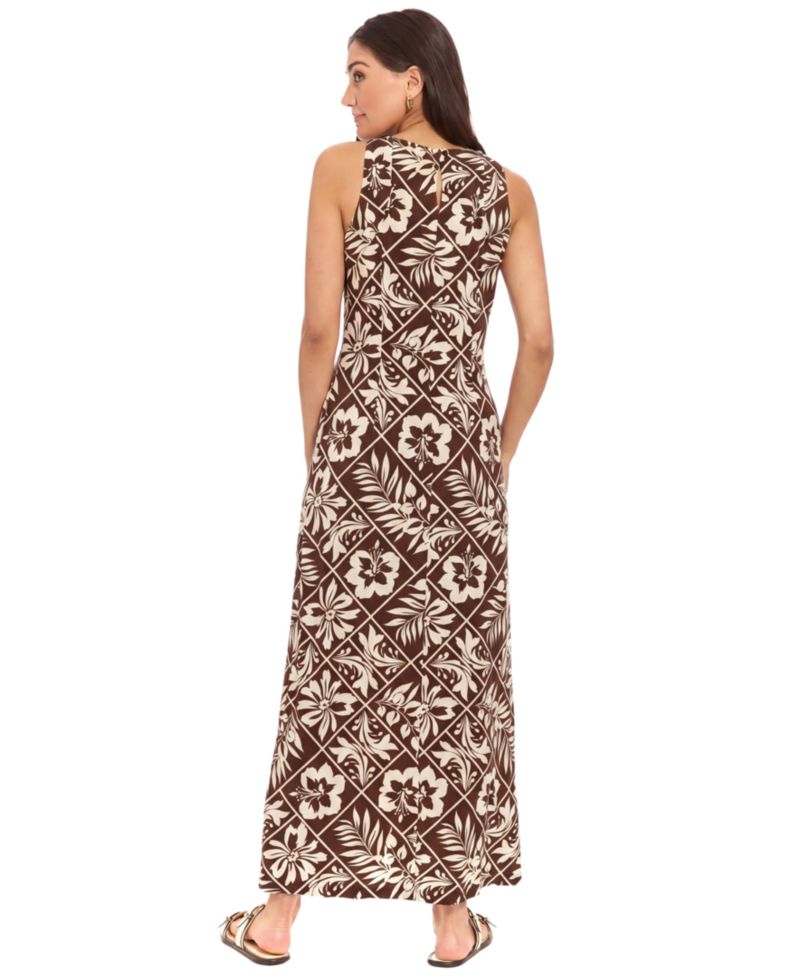 Women's Crewneck Keyhole Back Maxi Dress
