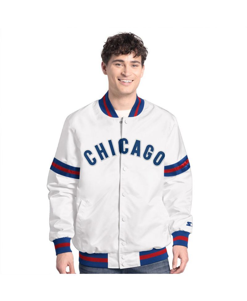 Men's White Chicago Cubs Cooperstown Scout Full-Snap Varsity Jacket