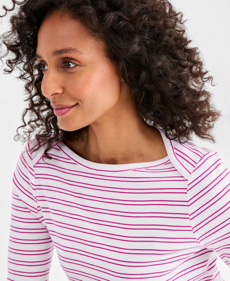 Petite Pima Cotton Boat Neck Top