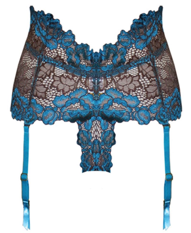 Plus Size Hi-Waist Garter Thong 2-Piece Lingerie Set