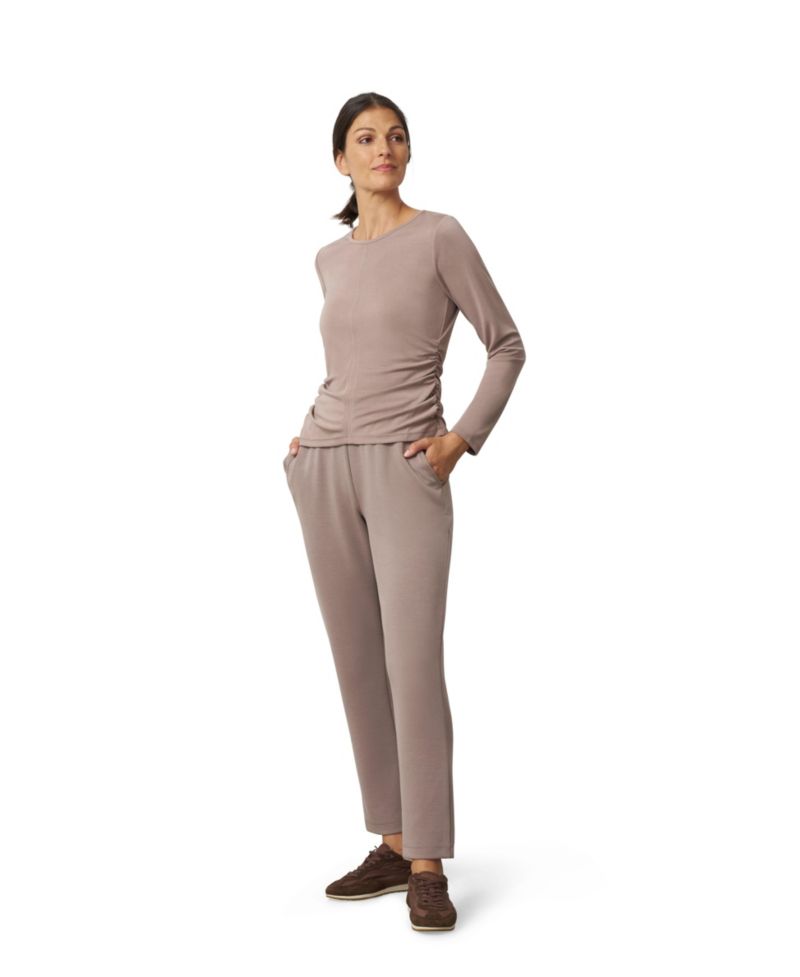 Women's Side Shirred Crew Neck Top