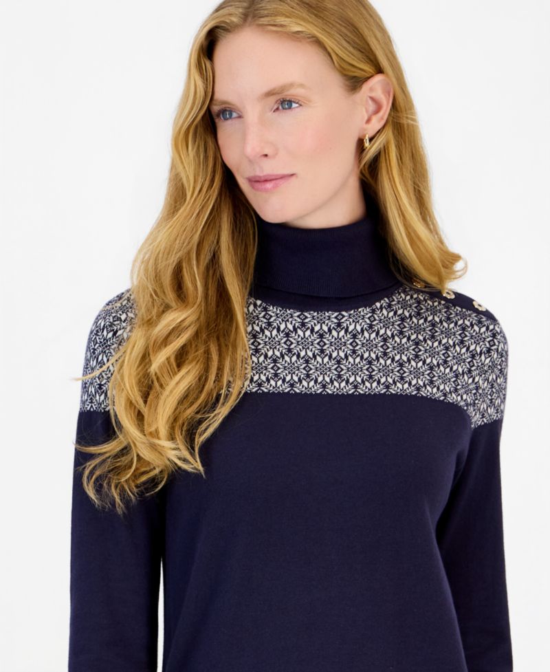 Women's Fair Isle Colorblock Turtleneck Sweater