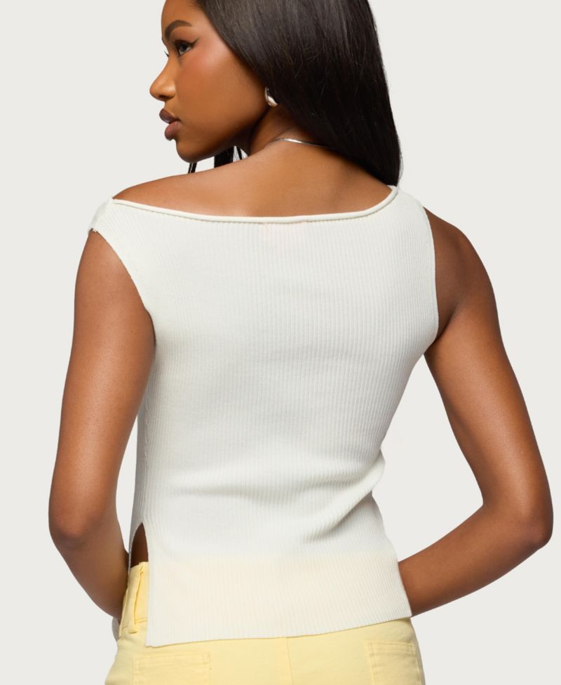 Women's Myrah Asymmetric Off Shoulder Ribbed Knit Top